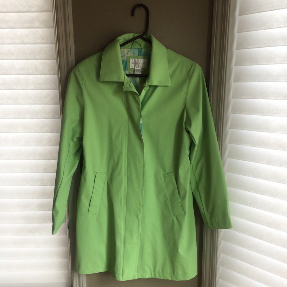 Green rain coat
